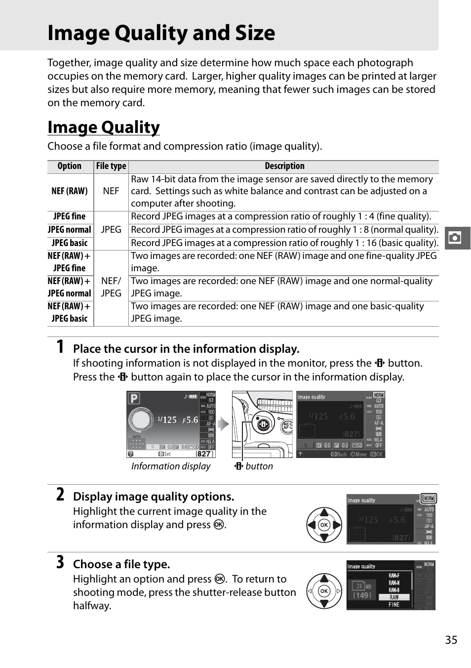 Image quality and size, Image quality | Nikon D5100 User Manual | Page 43 / 92