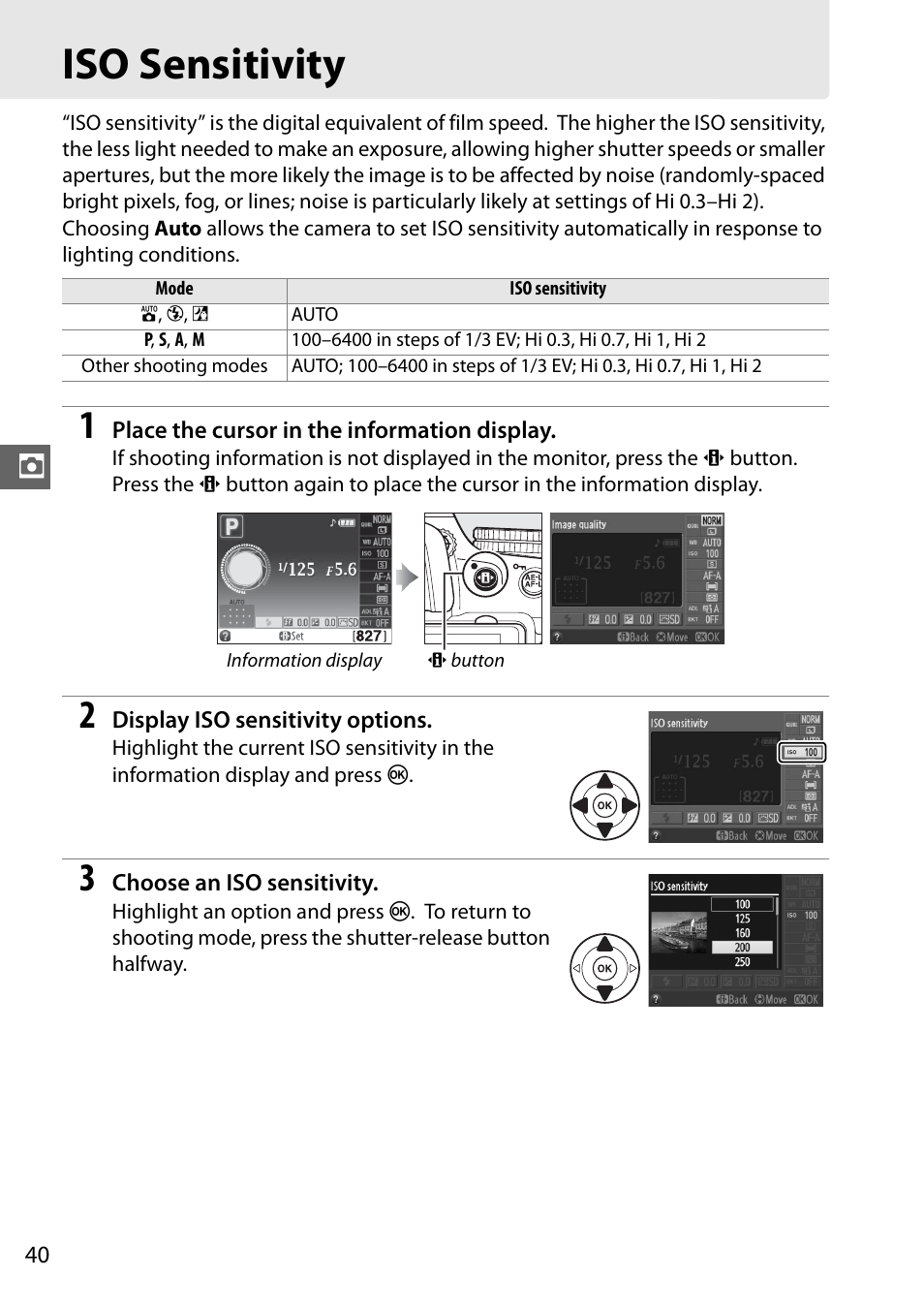 Iso sensitivity | Nikon D5100 User Manual | Page 48 / 92