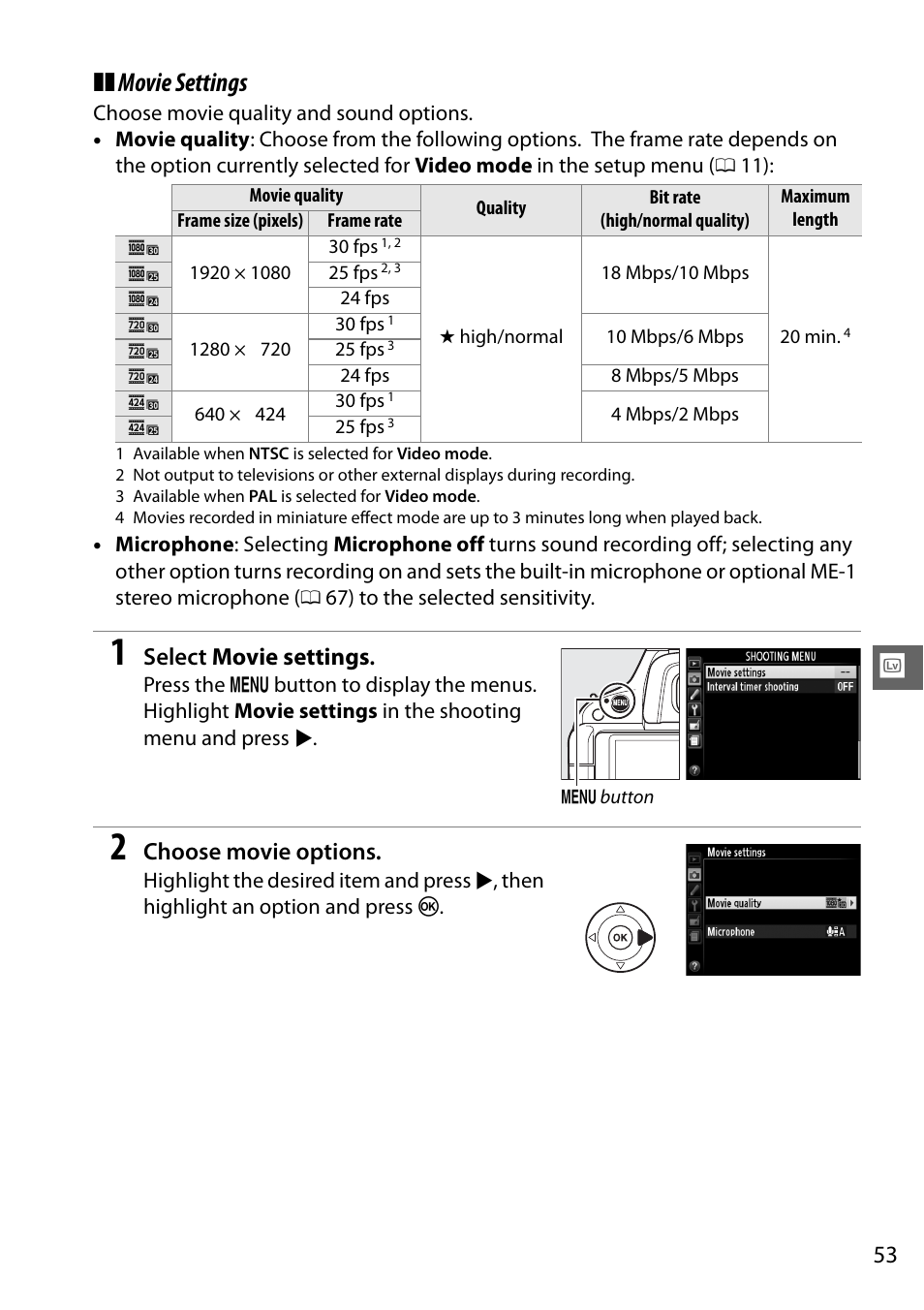 Movie settings | Nikon D5100 User Manual | Page 61 / 92