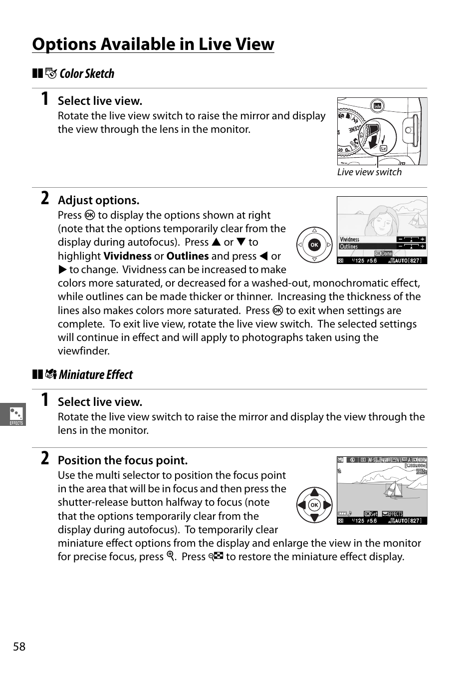 Options available in live view | Nikon D5100 User Manual | Page 66 / 92