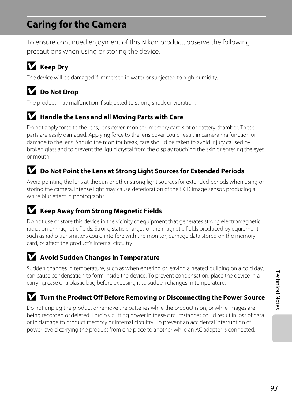 Caring for the camera | Nikon collpix L16 User Manual | Page 105 / 124