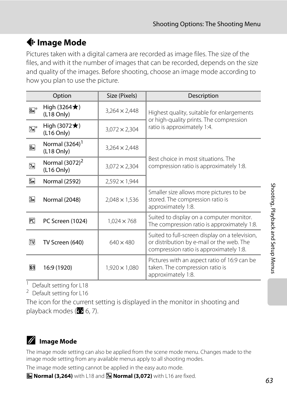 Image mode, A image mode, A 63) be adju | A 63), A 63 | Nikon collpix L16 User Manual | Page 75 / 124