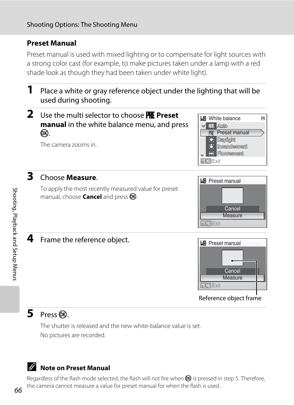 Preset manual, A 66) | Nikon collpix L16 User Manual | Page 78 / 124