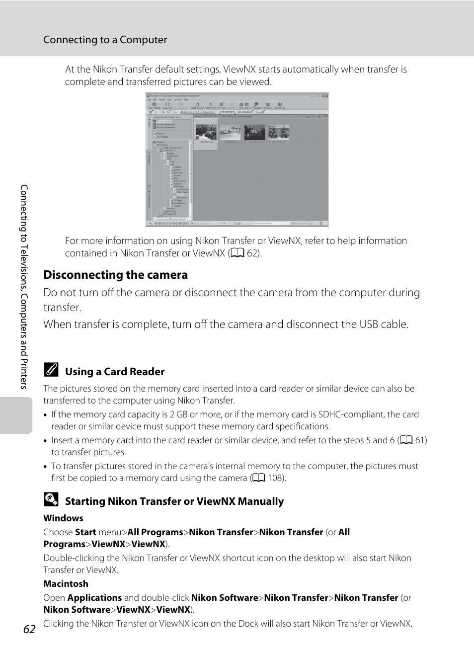 Disconnecting the camera | Nikon COLLPIX L22 User Manual | Page 74 / 148