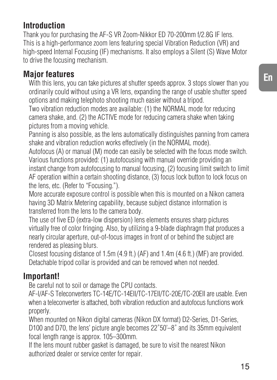 Nikon AF-S VR User Manual | Page 15 / 71