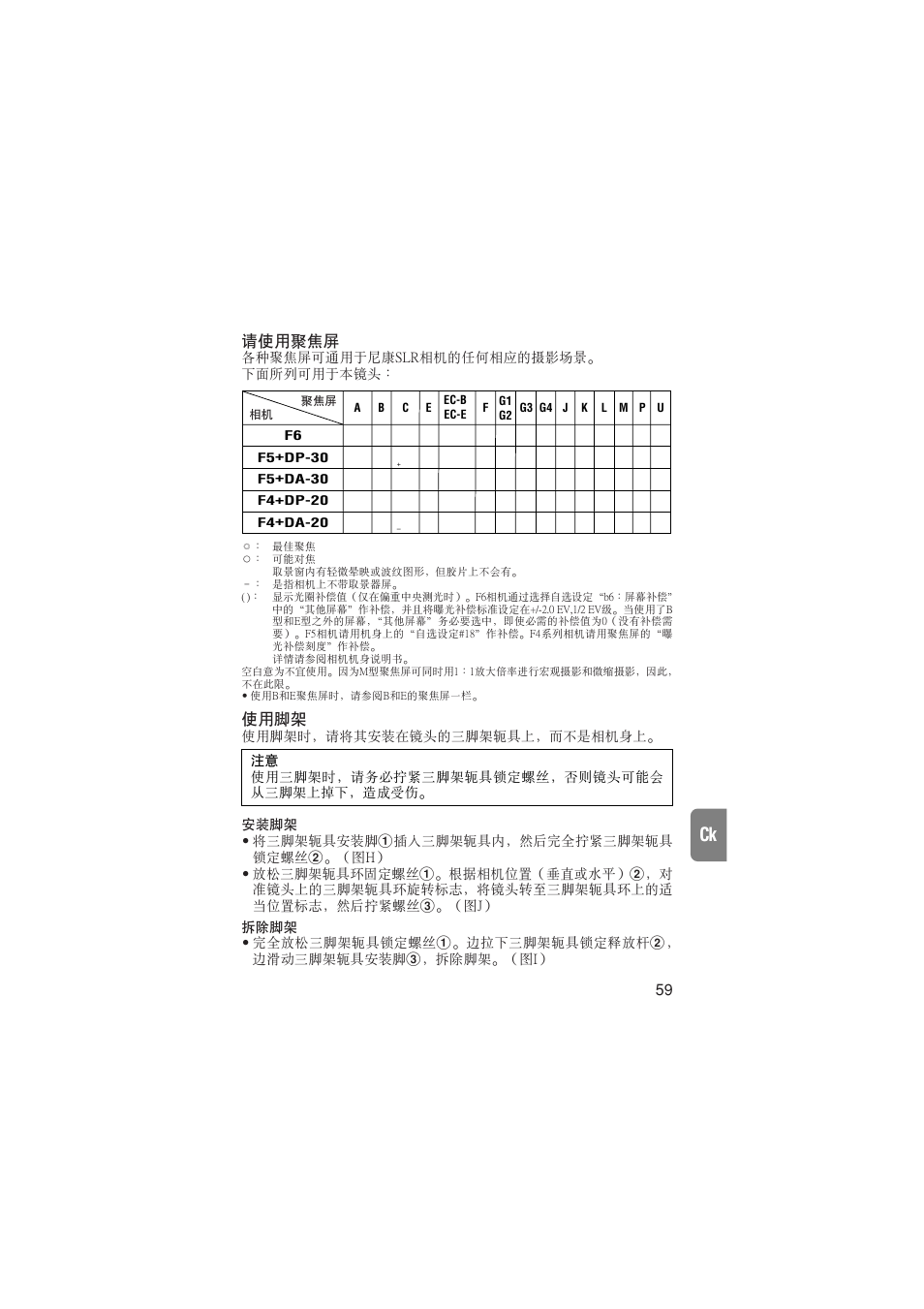 請使用聚焦屏, 使用腳架 | Nikon AF-S VR User Manual | Page 59 / 71