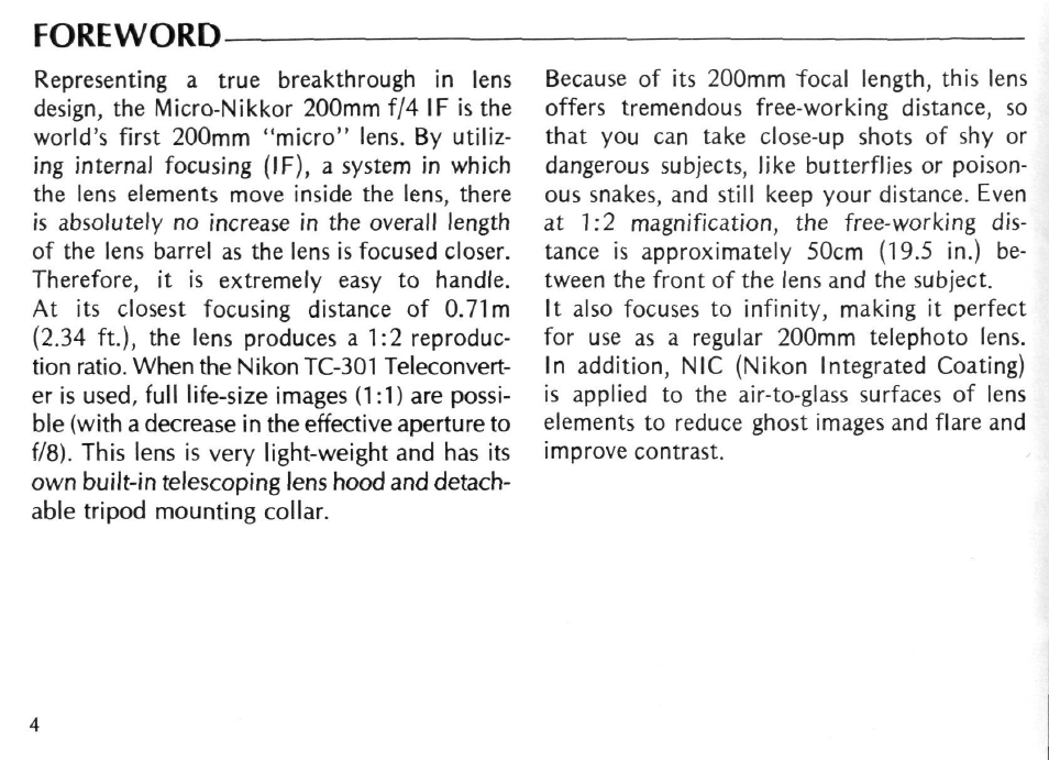 Nikon Micro-Nikkor 200mm f/4 IF User Manual | Page 4 / 27