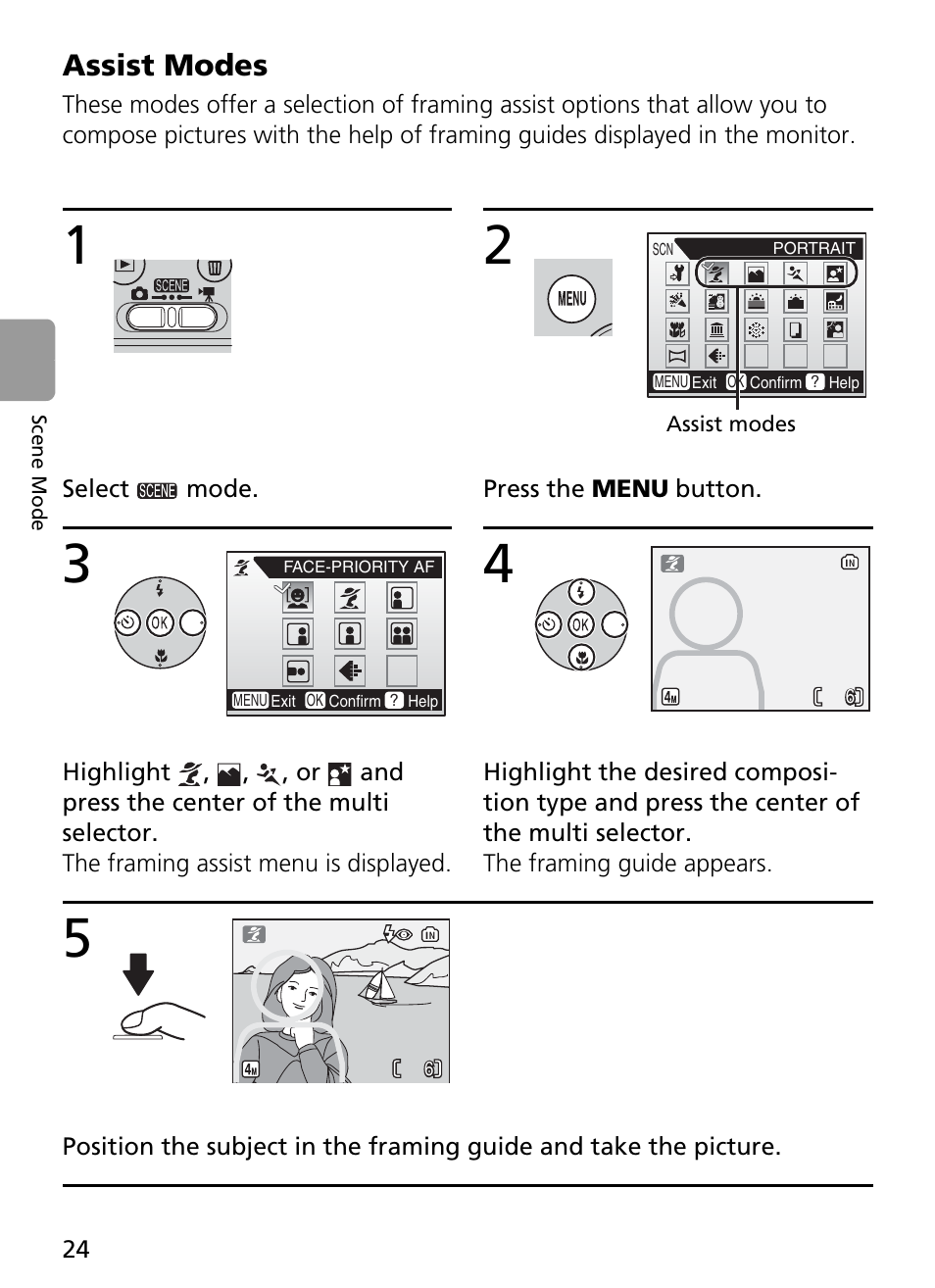 Assist modes | Nikon Coolpix L4 User Manual | Page 36 / 112