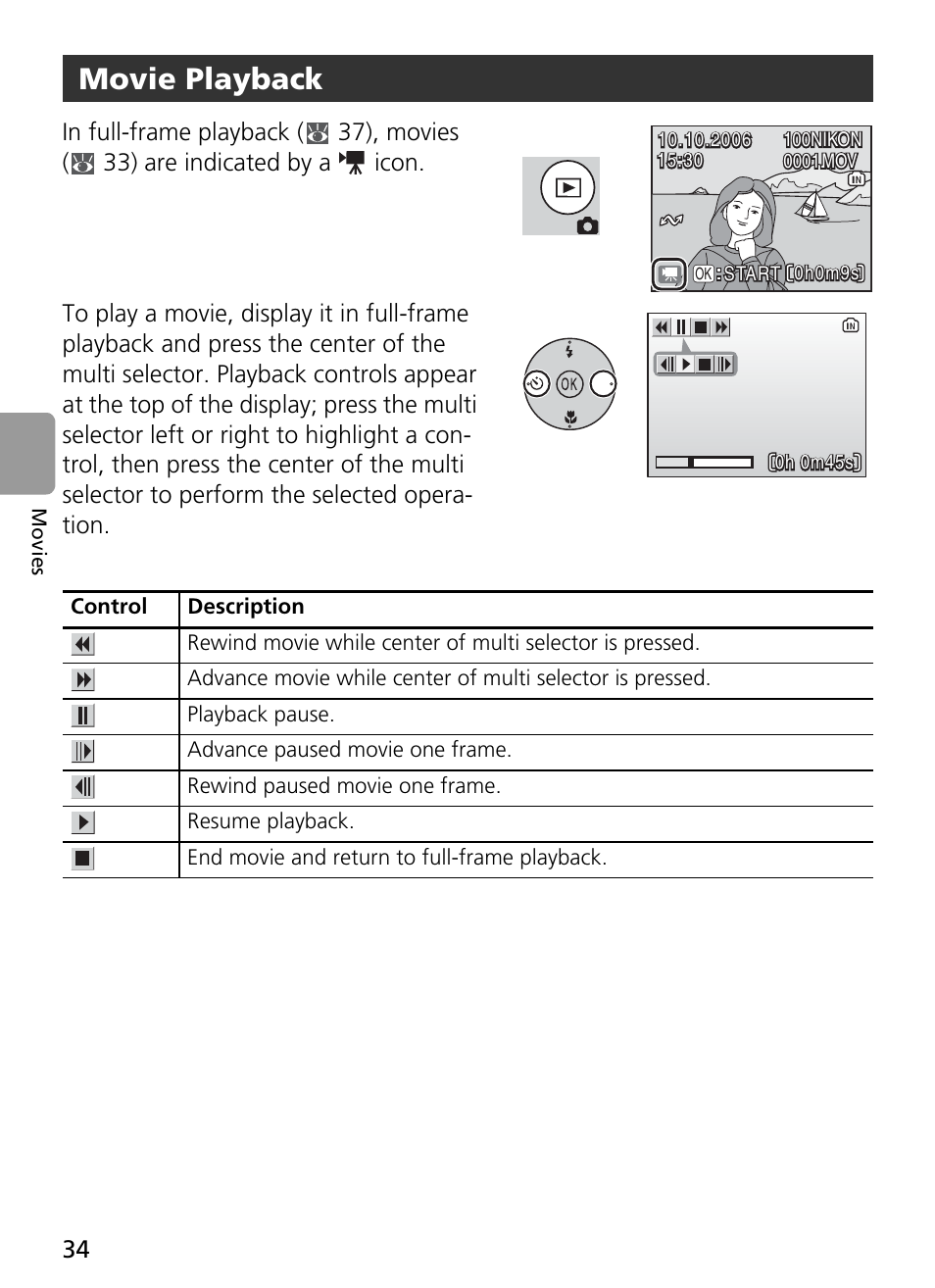 Movie playback | Nikon Coolpix L4 User Manual | Page 46 / 112