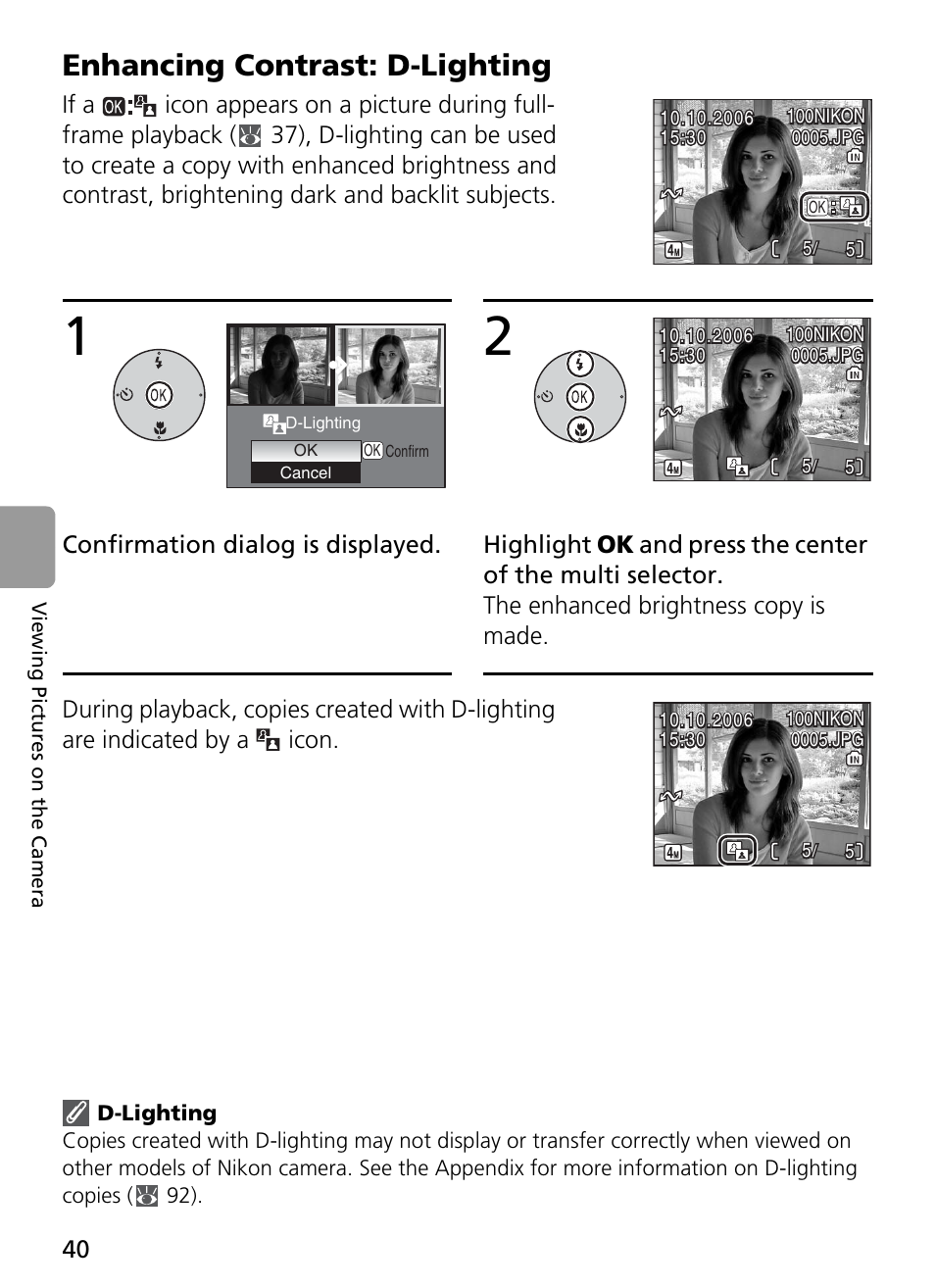 Enhancing contrast: d-lighting | Nikon Coolpix L4 User Manual | Page 52 / 112