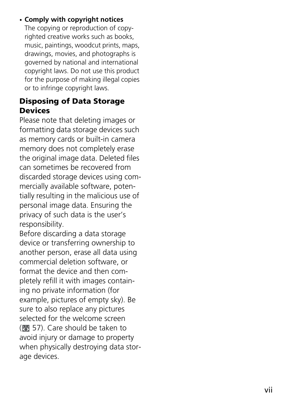 Disposing of data storage devices | Nikon Coolpix L4 User Manual | Page 9 / 112