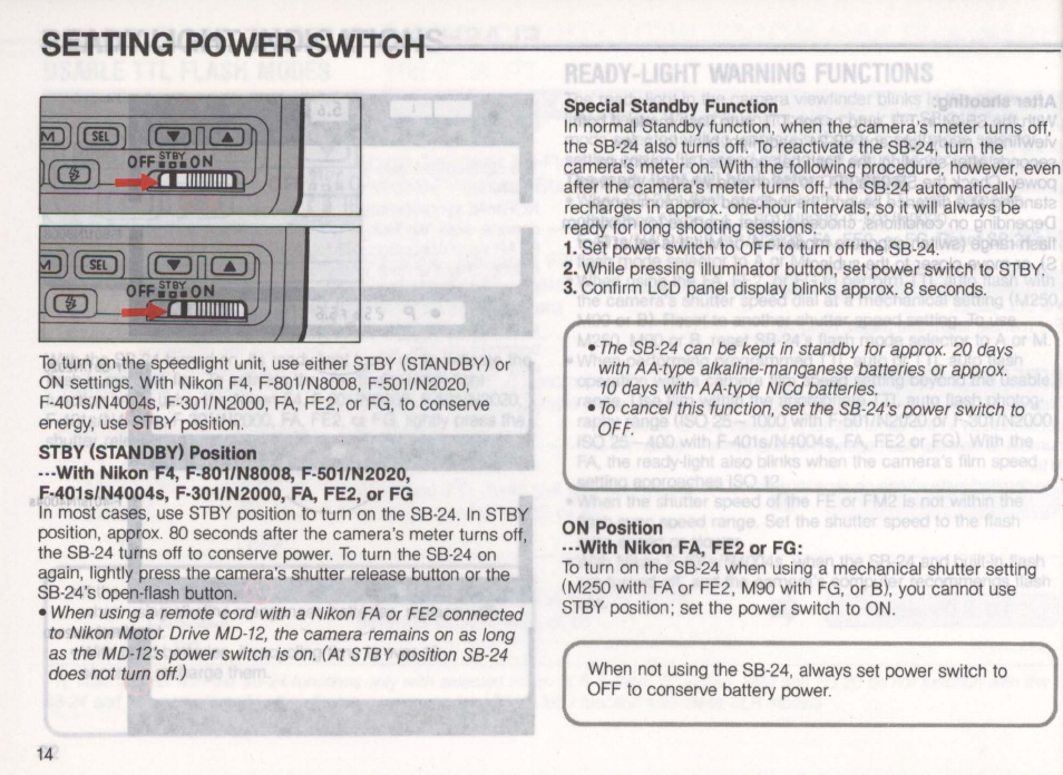 Usable flash modes with your camera, Ttl auto an, Usable flash modes with your camera -11 | Ttl auto | Nikon Autofocus Speedlight SB-24 User Manual | Page 14 / 157