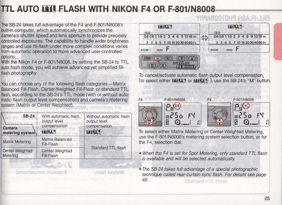 Flash side compensation | Nikon Autofocus Speedlight SB-24 User Manual | Page 25 / 157