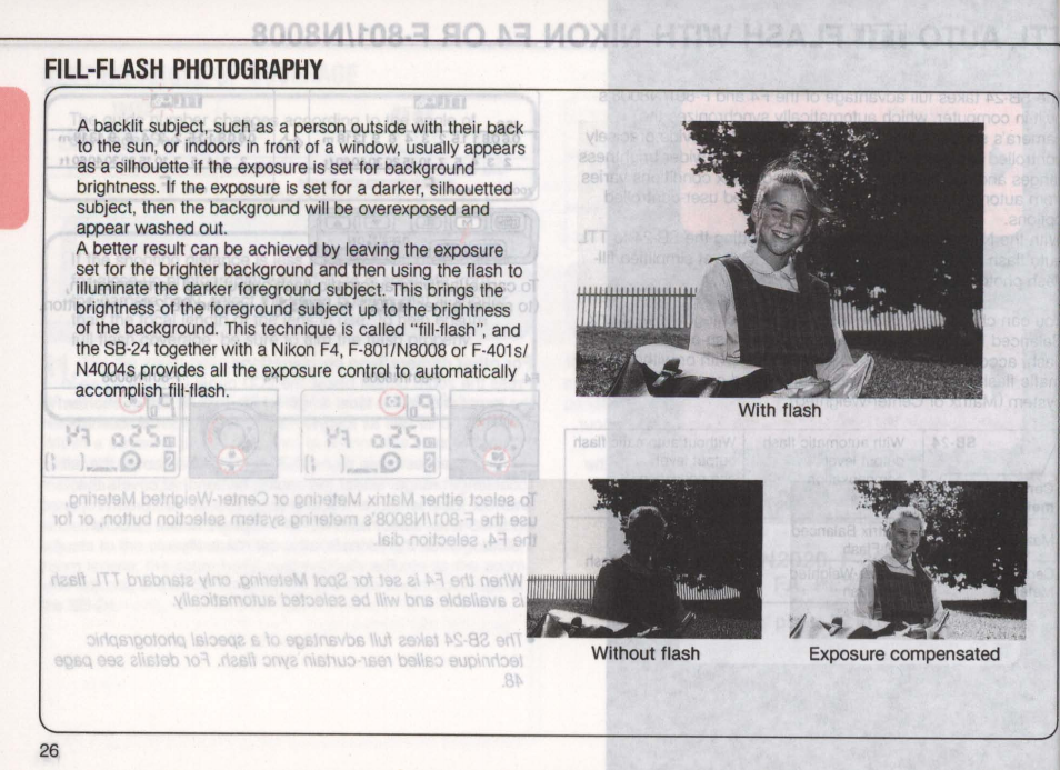 Camera side compensation, Flash side compensation | Nikon Autofocus Speedlight SB-24 User Manual | Page 26 / 157