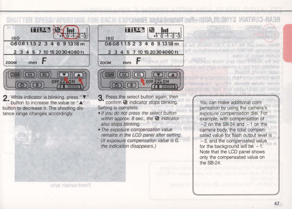 Matrix balanced fill-flash operation, Matrix balanced fill-flash operation -45, C^igl) ) | Nikon Autofocus Speedlight SB-24 User Manual | Page 47 / 157
