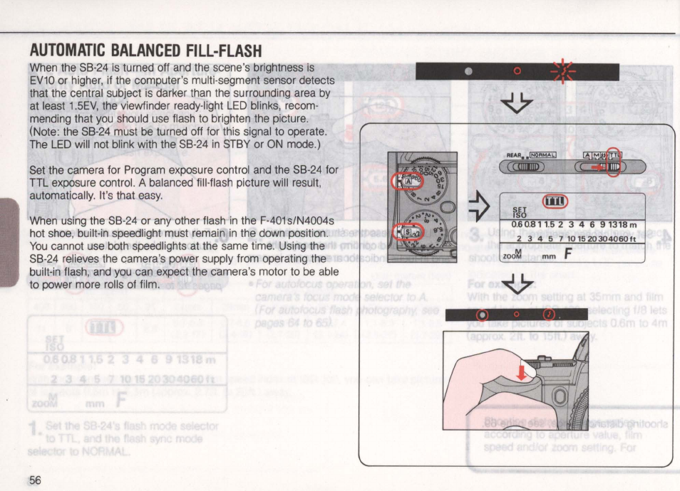 Overexposure warning, S ic^s, C!-i | Nikon Autofocus Speedlight SB-24 User Manual | Page 56 / 157