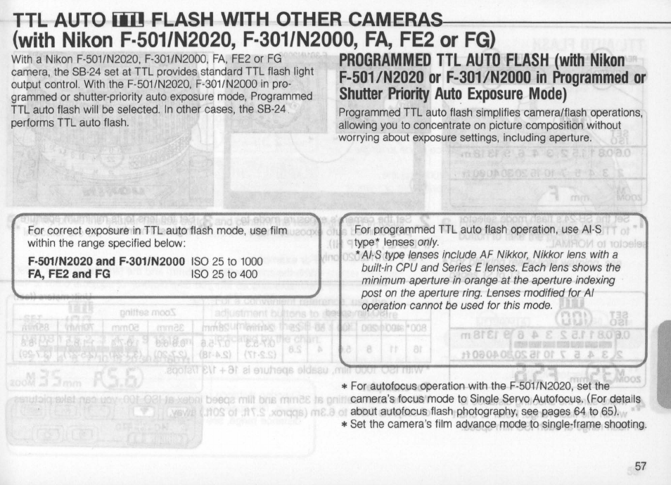 In aperture-priority exposure mode, In aperture-priority exposure mode -42 | Nikon Autofocus Speedlight SB-24 User Manual | Page 57 / 157