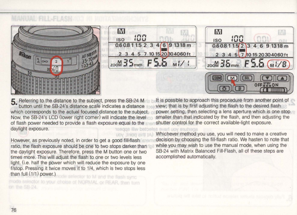 Automatic balanced fill-flash | Nikon Autofocus Speedlight SB-24 User Manual | Page 76 / 157