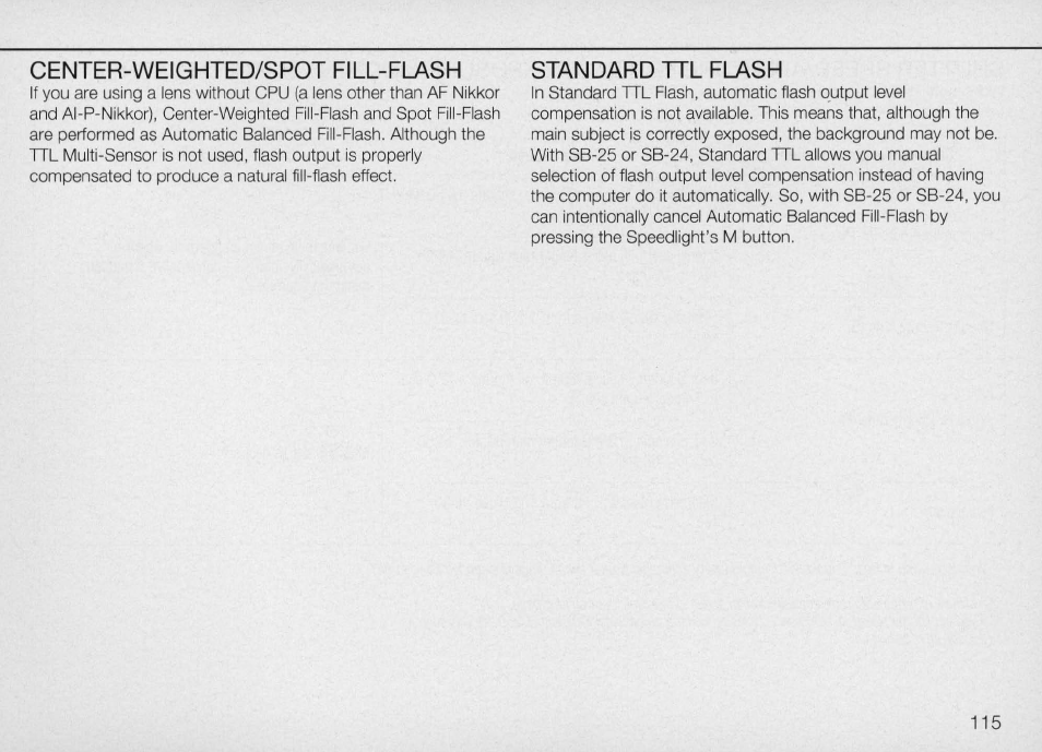 Recommended lenses, Speedlight, Recommended camera settings | Nikon Camera N90 User Manual | Page 115 / 236