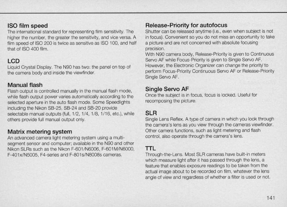 Nikon Camera N90 User Manual | Page 141 / 236