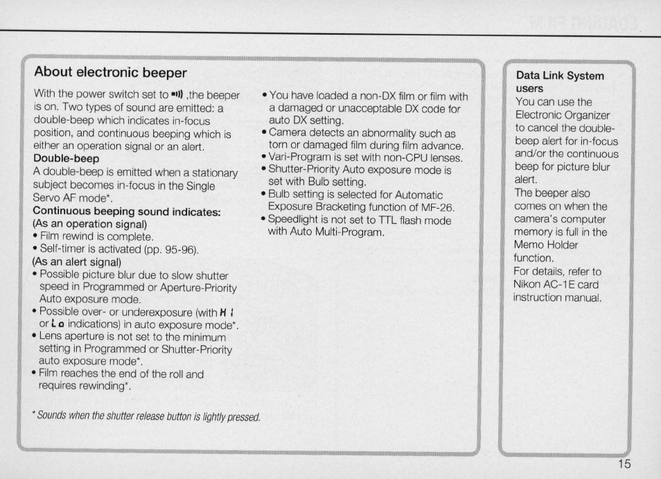 Installing batteries, Installing baheries | Nikon Camera N90 User Manual | Page 15 / 236