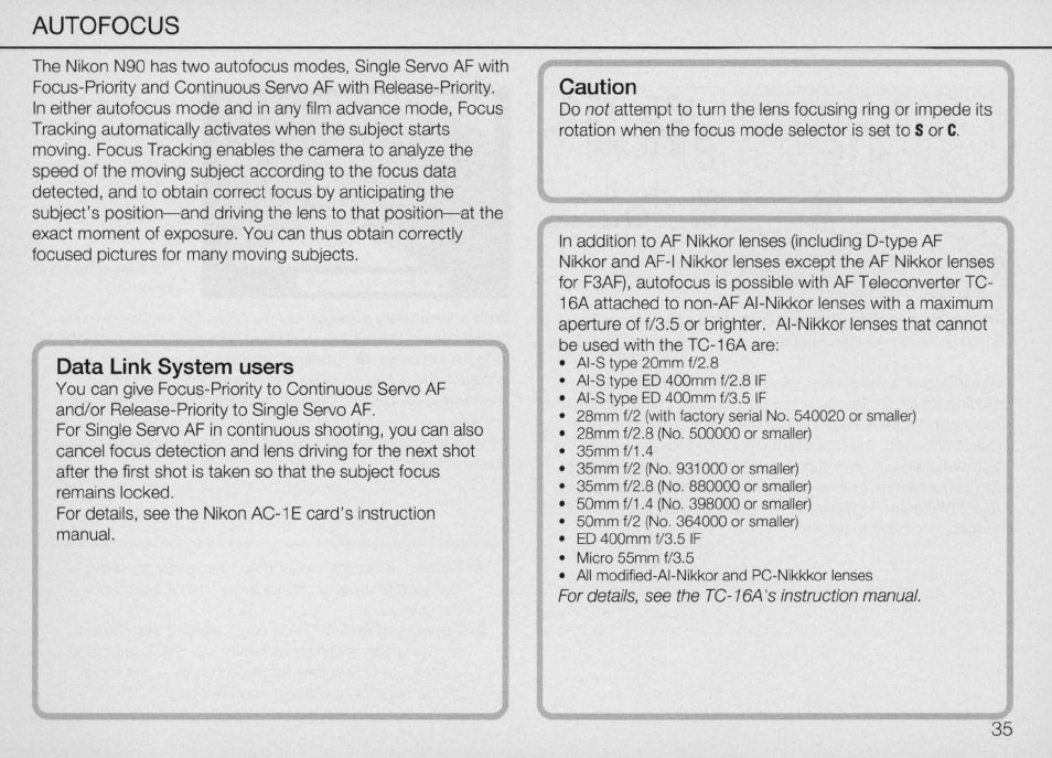 Nikon Camera N90 User Manual | Page 35 / 236