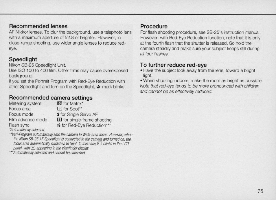 Programmed auto exposure modes (p/ps) | Nikon Camera N90 User Manual | Page 75 / 236