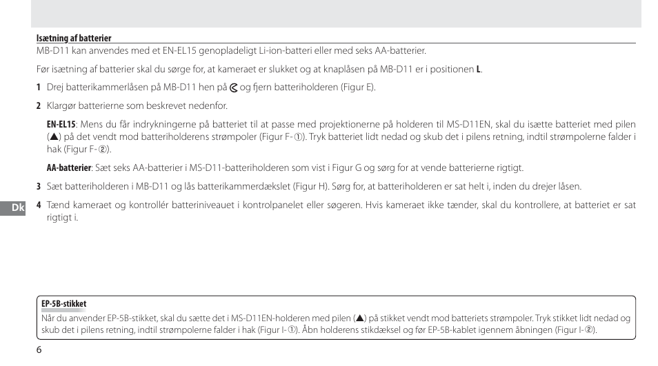Isætning af batterier | Nikon Multi-Power Battery Pack G02 User Manual | Page 102 / 332