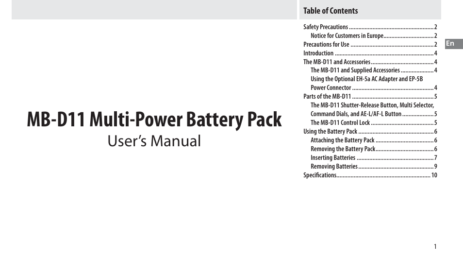 Nikon Multi-Power Battery Pack G02 User Manual | Page 17 / 332