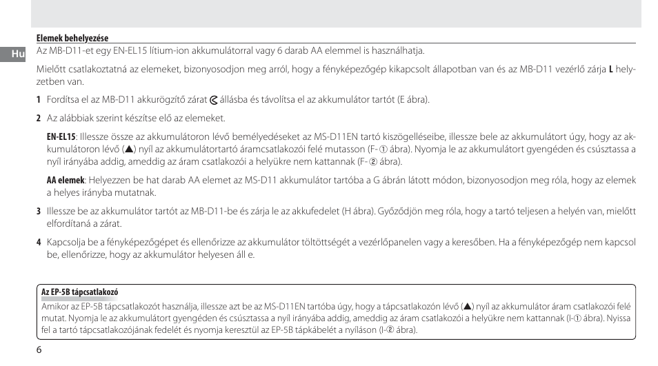 Elemek behelyezése | Nikon Multi-Power Battery Pack G02 User Manual | Page 172 / 332
