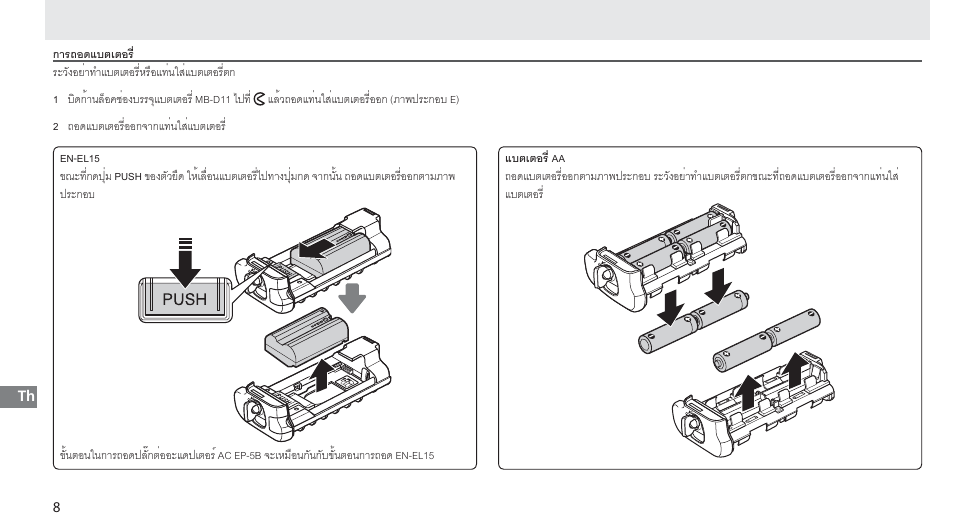 การถอดแบตเตอร | Nikon Multi-Power Battery Pack G02 User Manual | Page 300 / 332