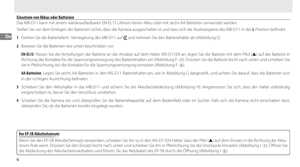 Einsetzen von akkus oder batterien | Nikon Multi-Power Battery Pack G02 User Manual | Page 32 / 332