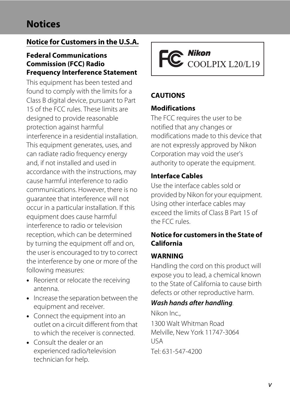 Notices | Nikon Coolpix L19 User Manual | Page 7 / 140