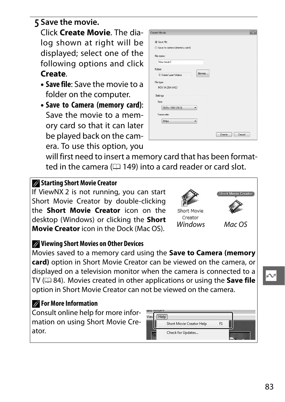 0 83) and u | Nikon J1 User Manual | Page 103 / 216