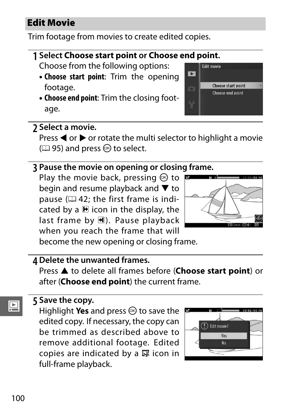 Edit movie | Nikon J1 User Manual | Page 120 / 216