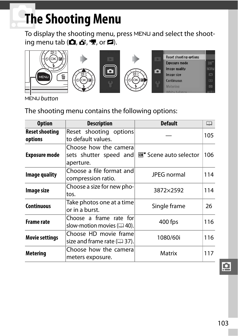 The shooting menu | Nikon J1 User Manual | Page 123 / 216