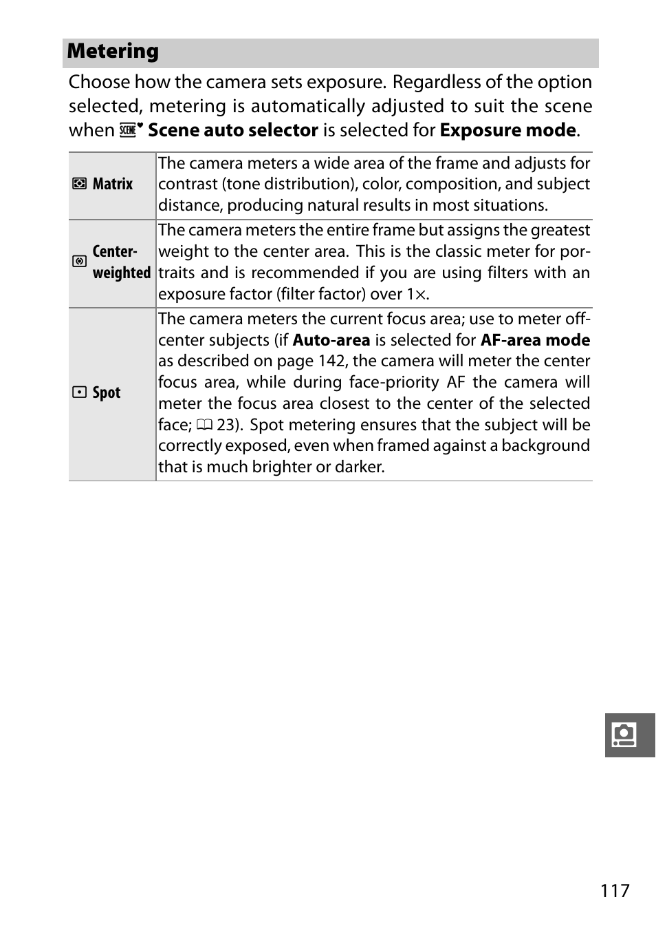 Metering | Nikon J1 User Manual | Page 137 / 216