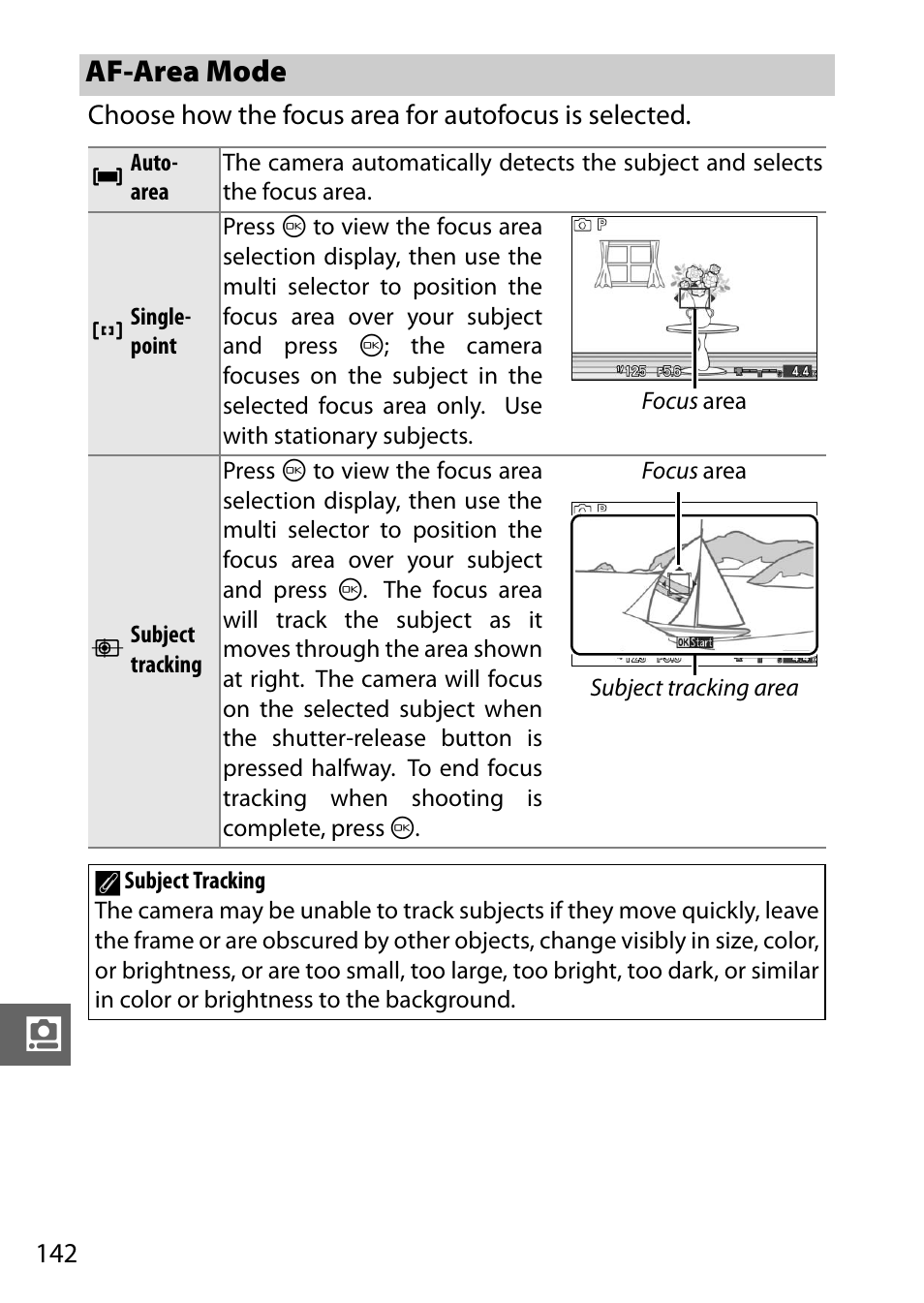 Af-area mode, 0 142) or t | Nikon J1 User Manual | Page 162 / 216