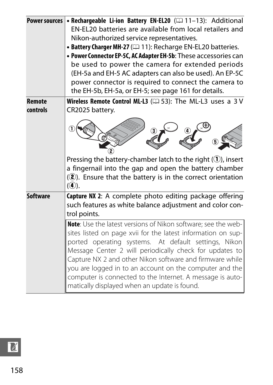 0 158) or v | Nikon J1 User Manual | Page 178 / 216