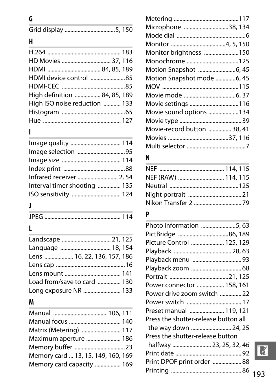 Nikon J1 User Manual | Page 213 / 216