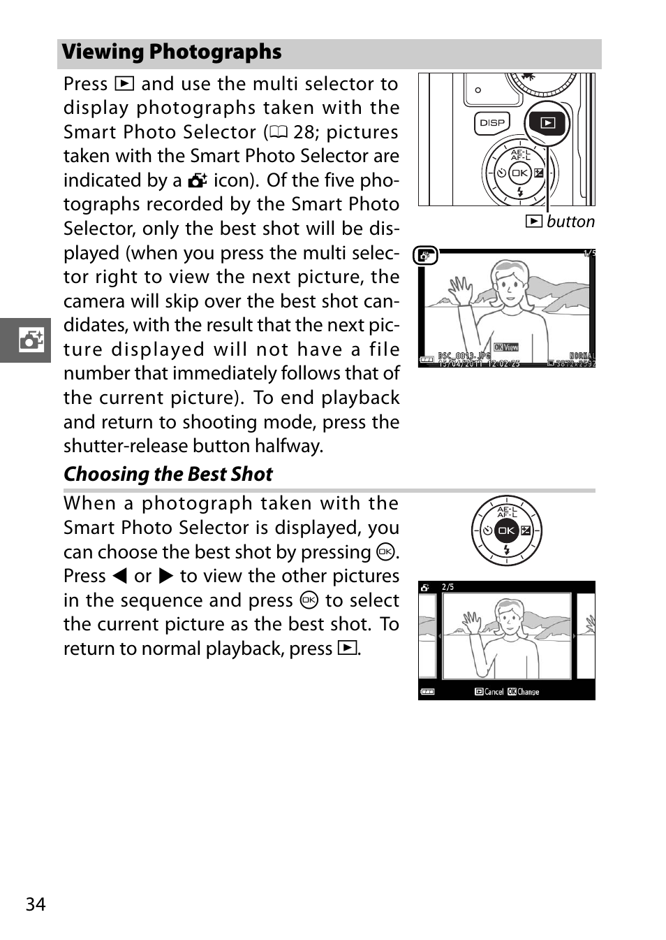 Viewing photographs, Choosing the best shot | Nikon J1 User Manual | Page 54 / 216