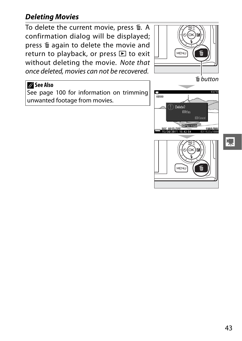 Deleting movies | Nikon J1 User Manual | Page 63 / 216