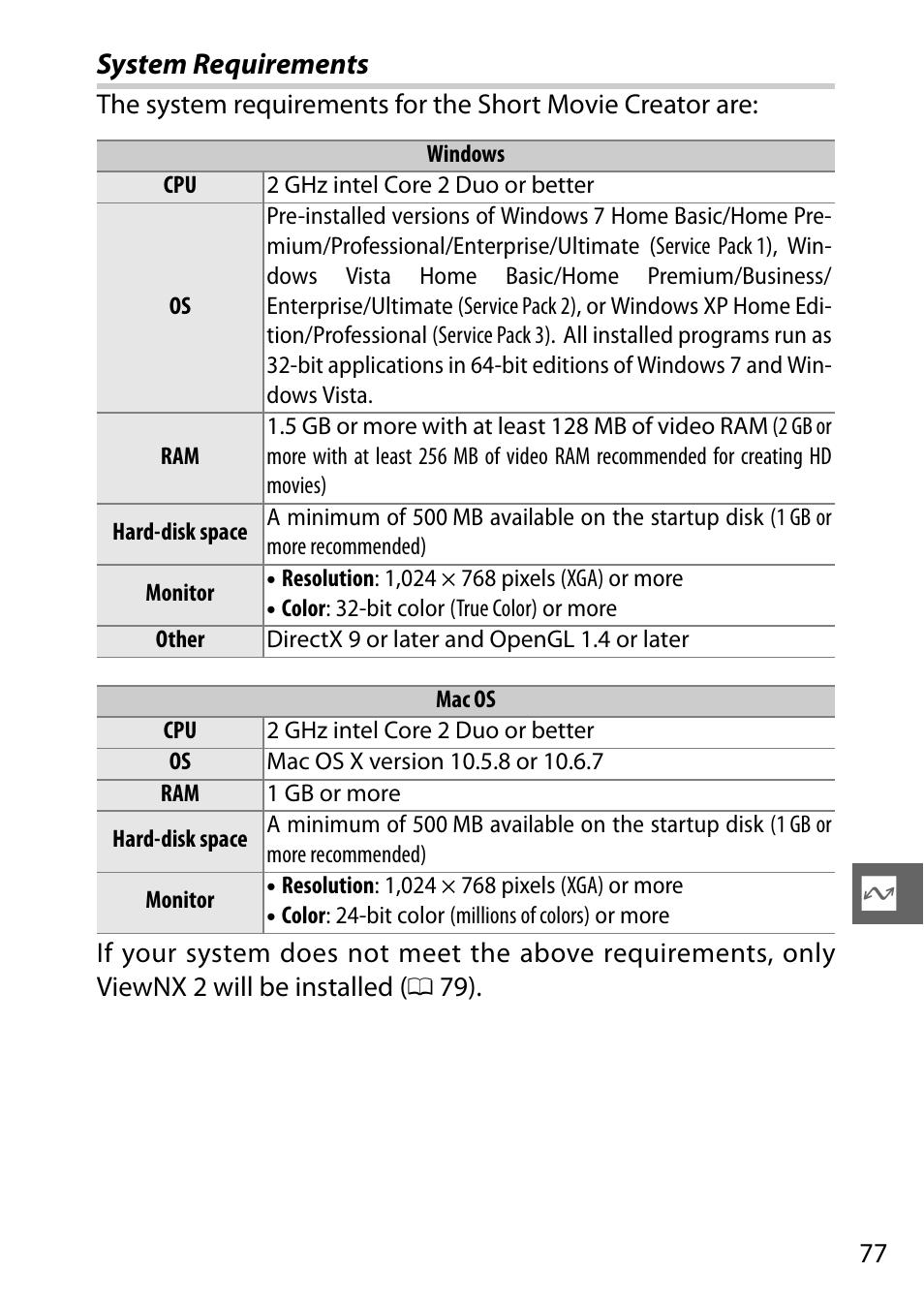 System requirements | Nikon J1 User Manual | Page 97 / 216