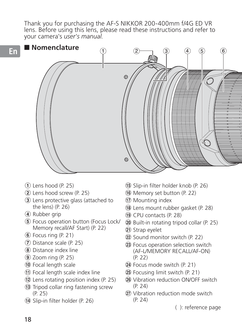 Jp en de fr es se ru nl it ck ch kr | Nikon AF-S NIKKOR 200-400mm f/4G ED VR II 2187 User Manual | Page 18 / 212
