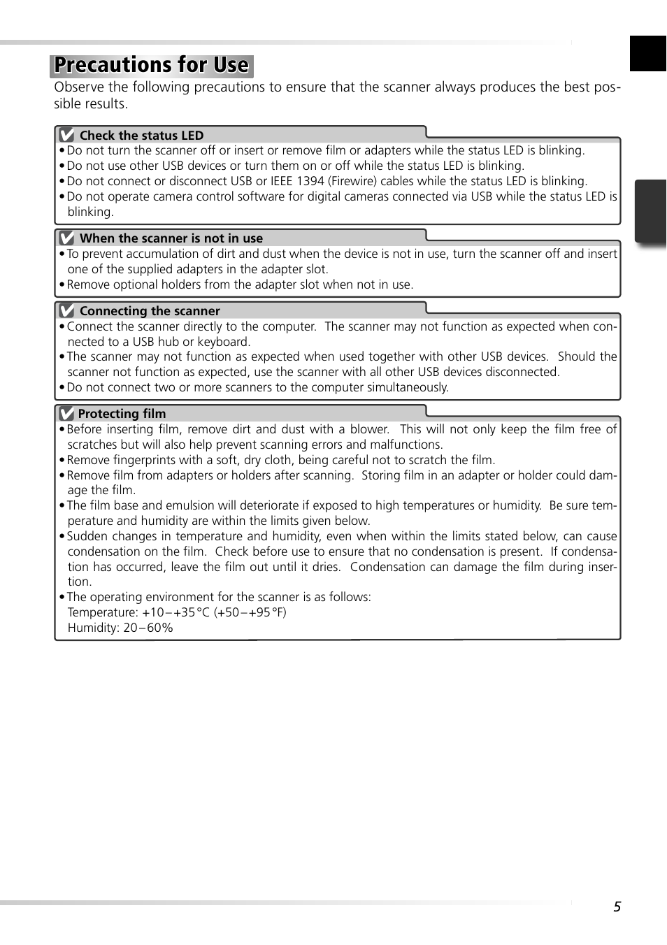 Precautions for use | Nikon 5000 ED User Manual | Page 14 / 81