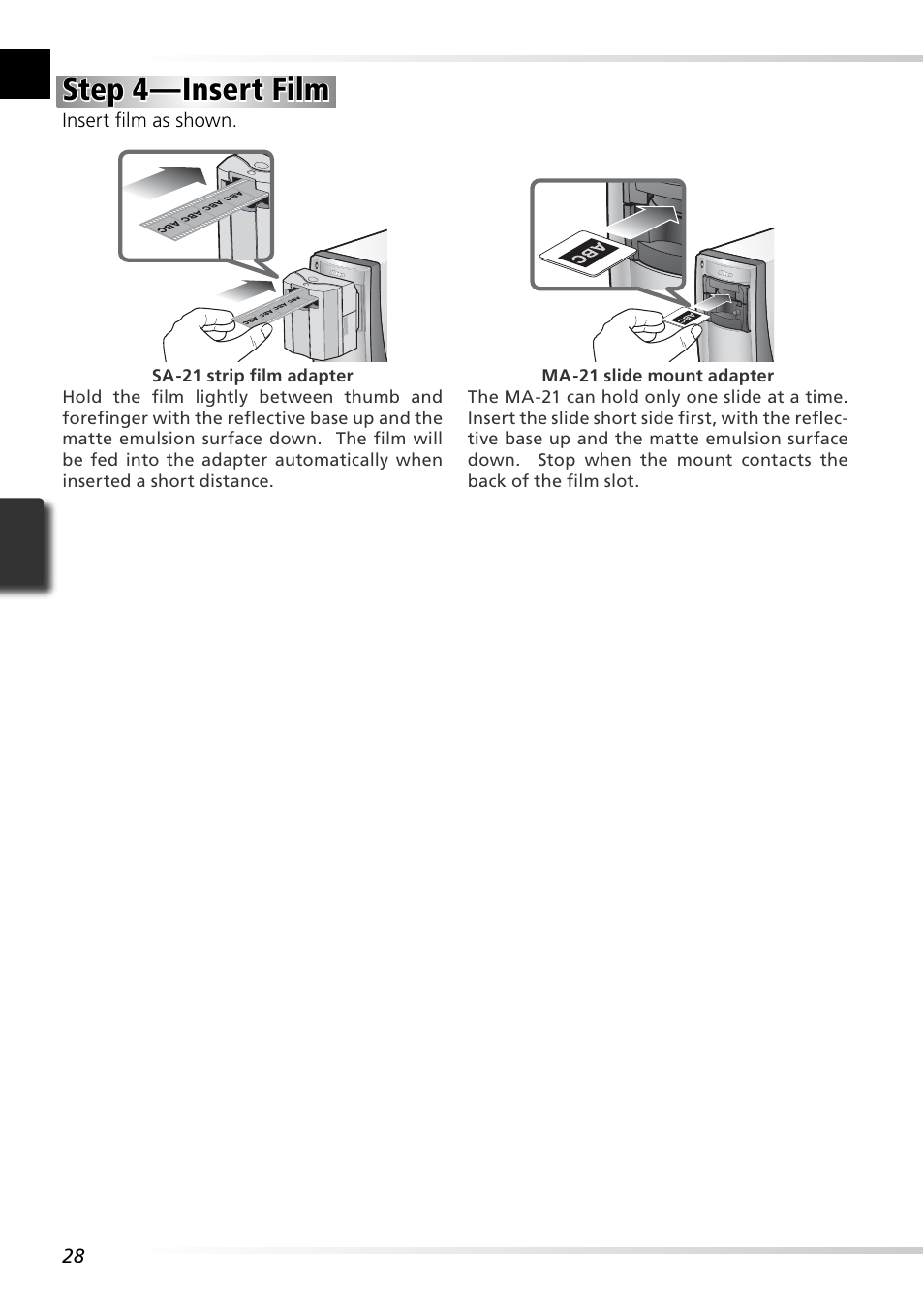 Step 4 — insert film | Nikon 5000 ED User Manual | Page 37 / 81
