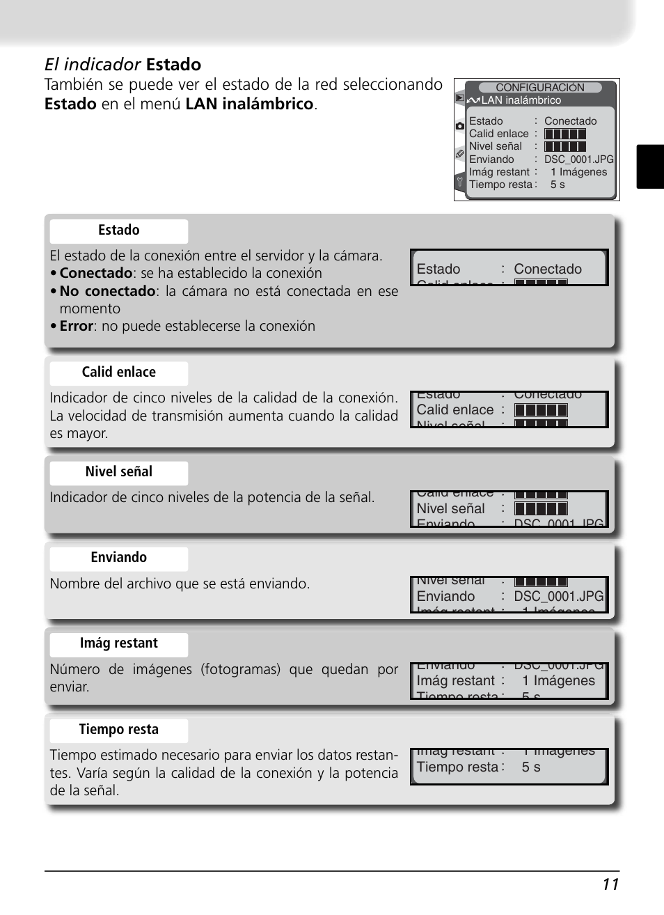 El indicador estado | Nikon WT-1 User Manual | Page 108 / 137