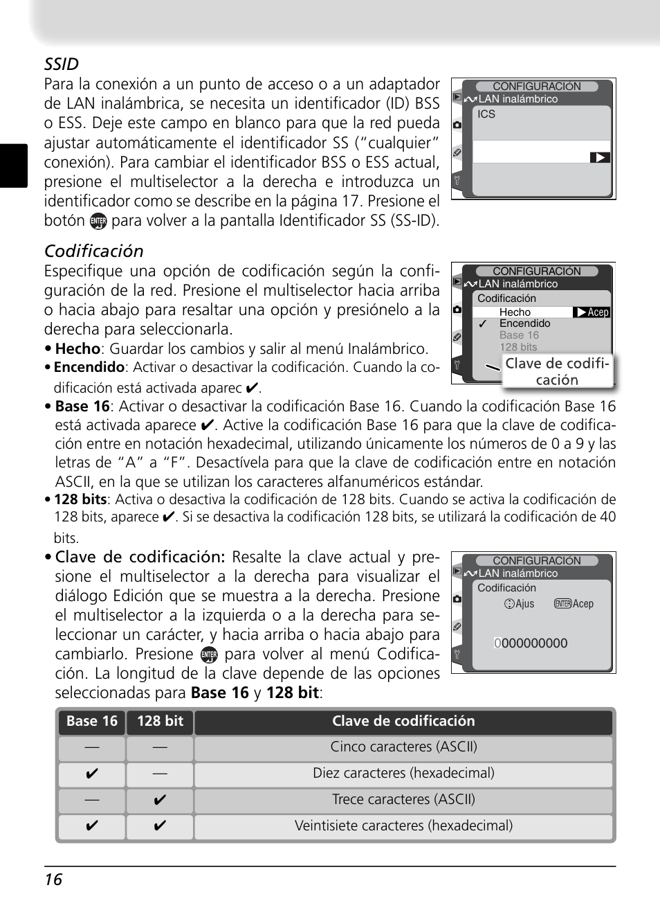 Ssid, Codifi cación | Nikon WT-1 User Manual | Page 113 / 137