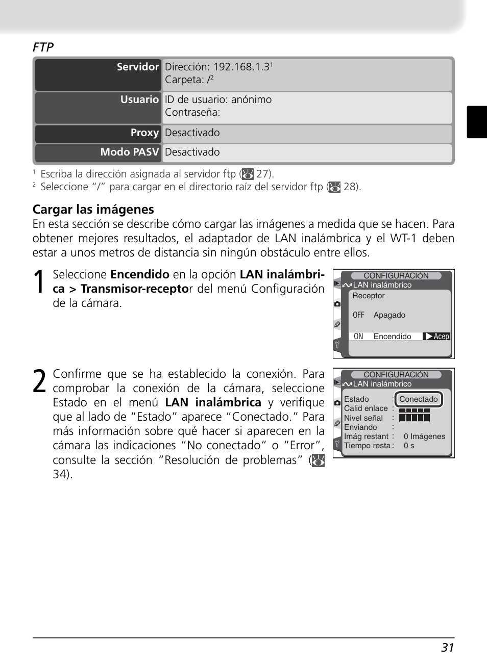 Cargar las imágenes | Nikon WT-1 User Manual | Page 128 / 137
