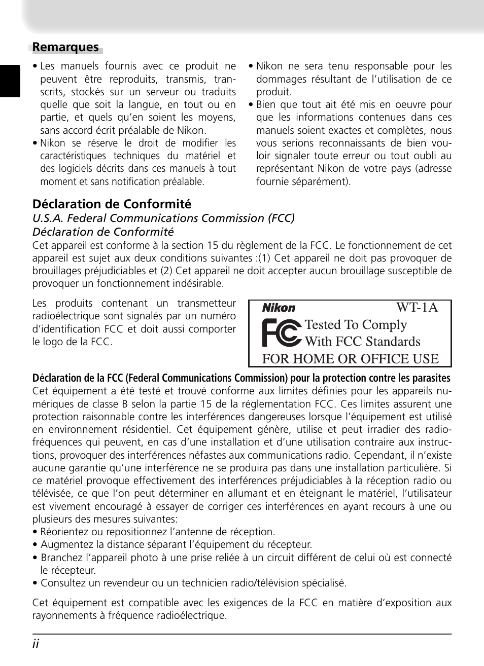 Remarques, Wt-1a | Nikon WT-1 User Manual | Page 50 / 137